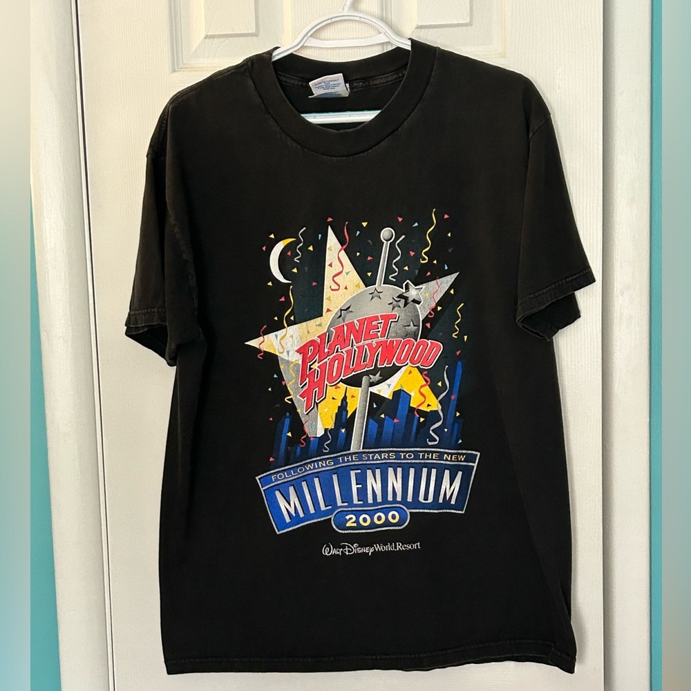 Disney World Planet Hollywood Millennium 2000 Black Vintage Tee Size L